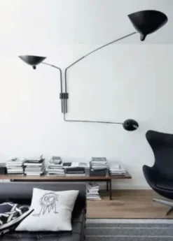 Big Wall Lamp w/3 Rotating Straight Arms af Serge Mouille