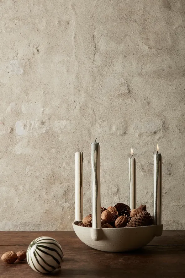 Bowl Candle Holder Ceramic, Large fra Ferm Living