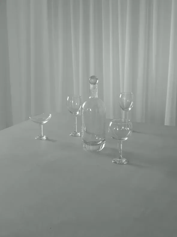 Bubble Glass Wine, plain top fra Louise Roe
