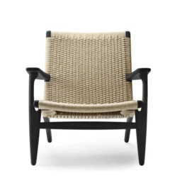 CH25 Loungestol, eg sortmalet med naturflet af Hans J. Wegner