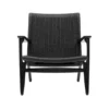 CH25 Loungestol, eg sortmalet med sort flet af Hans J. Wegner