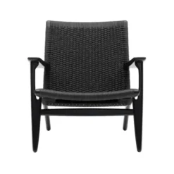 CH25 Loungestol, eg sortmalet med sort flet af Hans J. Wegner