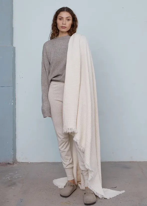 Cotton throw, Pure Ecru fra Aiayu