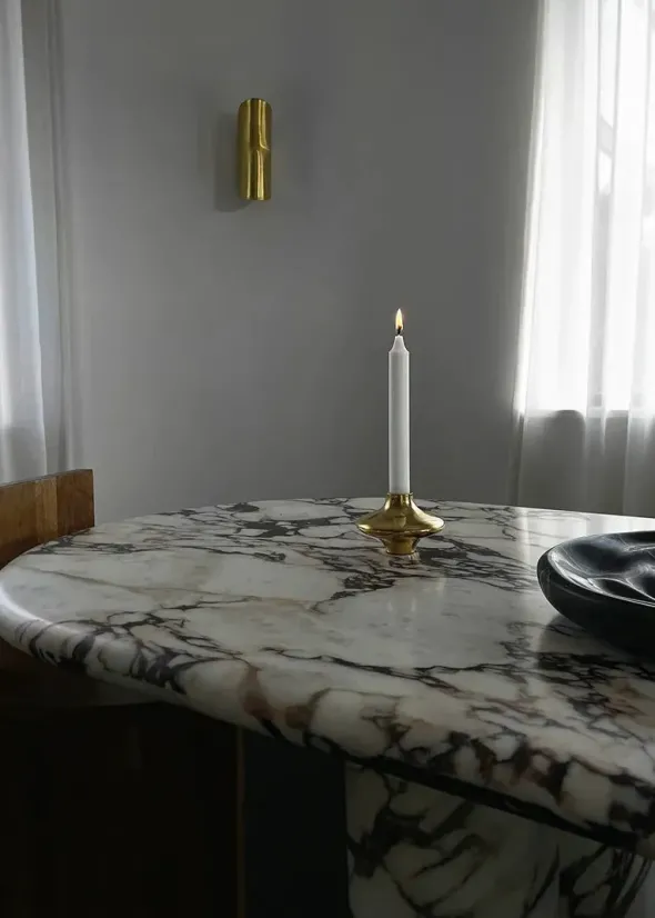 Doublet Candleholder Small, gold fra Hein Studio