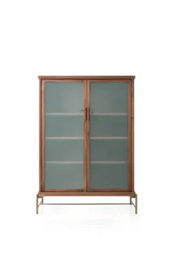 Dowry III kabinet, valnød, frosted glass fra Stellar Works