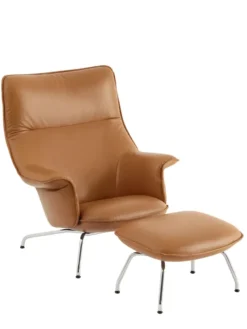 Doze Lounge Chair inkl. Fodskammel, cognac refine leather fra Muuto
