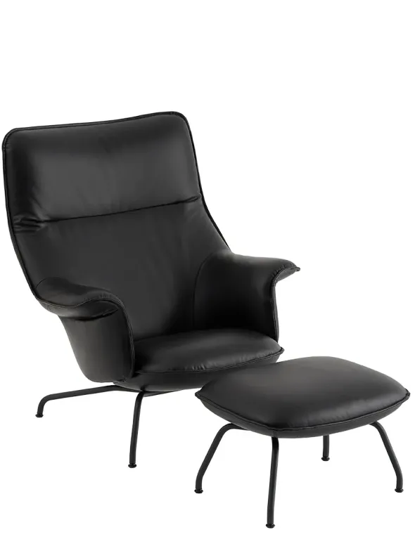 Doze Lounge Chair inkl. Fodskammel, black refine leather fra Muuto
