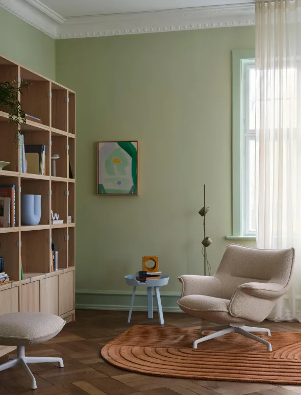 Doze Lounge Chair, Low Back, Heath tekstil, Tube base fra Muuto