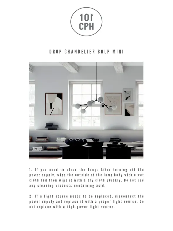 Drop Bulp Chandelier, mini grey fra 101 Copenhagen