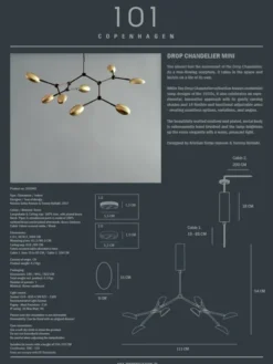 Drop Chandelier, mini brass fra 101 Copenhagen