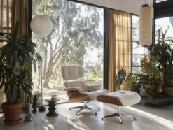 Eames Lounge Chair inkl. Fodskammel, valnød/Nubia fra Vitra