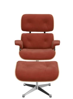 Eames Lounge Chair, kirsebær, calma brandy inkl. Fodskammel fra Vitra