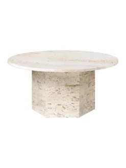 Epic Coffee Table Ø80 cm, travertine fra GUBI