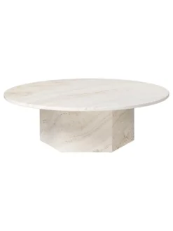Epic Coffee Table Ø110 cm, travertine fra GUBI