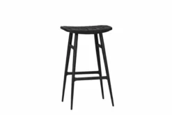 Freja barstol, sort eg, Leather Stripe Saddle Black fra Stellar Works