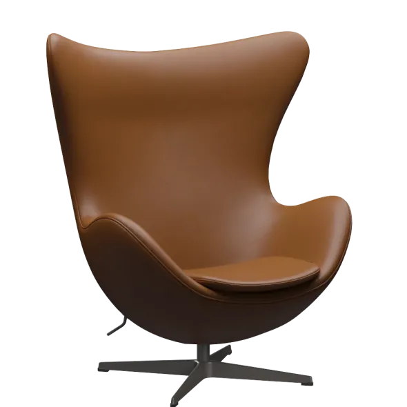 3316 Ægget loungestol, stel i warm graphite af Arne Jacobsen
