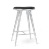 High Stool, aluminium, sort Ultra læder, 74 cm høj barstol fra Mater