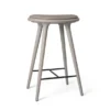 High Stool, grå bøg, Nuance Burned Grey læder, 69 cm, lav barstol fra Mater