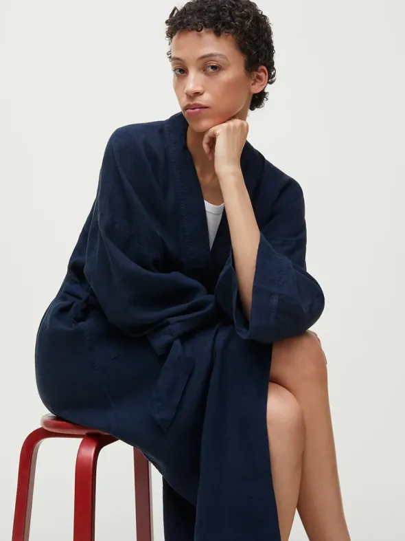 Kimono Linen, navy fra Aiayu