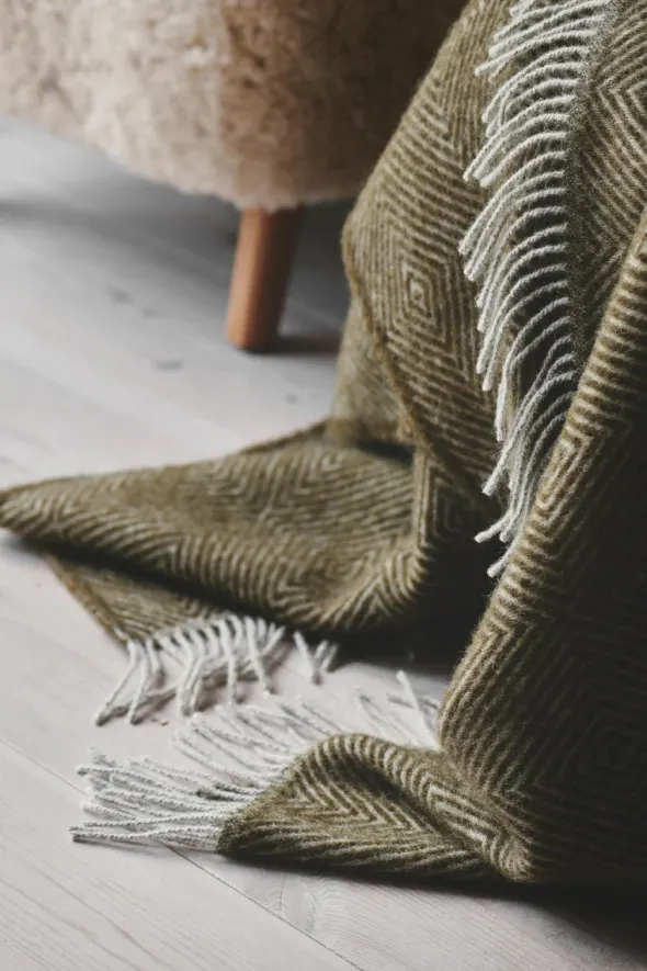 Livø Plaid, seaweed fra Silkeborg Uldspinderi