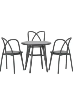 Ming cafésæt m. 3 stole og 1 bord, aluminium, grå fra Stellar Works