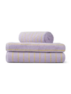 Naram towel - Lilac & Neon yellow fra Bongusta