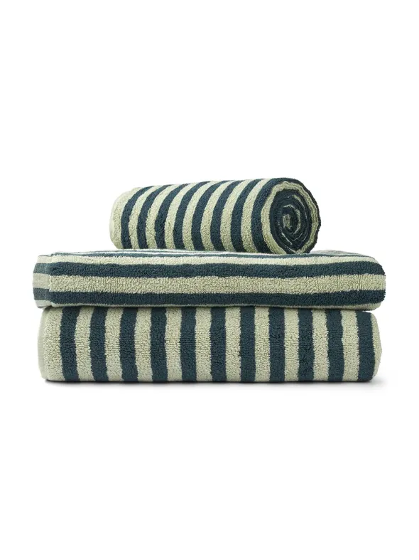 Naram towel - Sea foam & Deep teal fra Bongusta