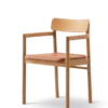 Post Spisebordsstol olieret eg, sædepolstret omni 07 cognac læder fra Fredericia Furniture