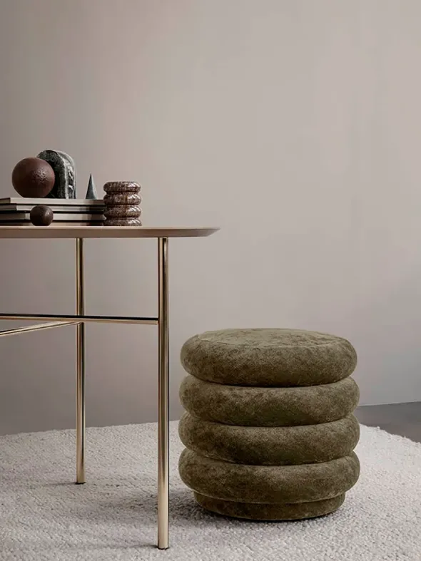 Pouf Round, faded velvet fra Ferm living