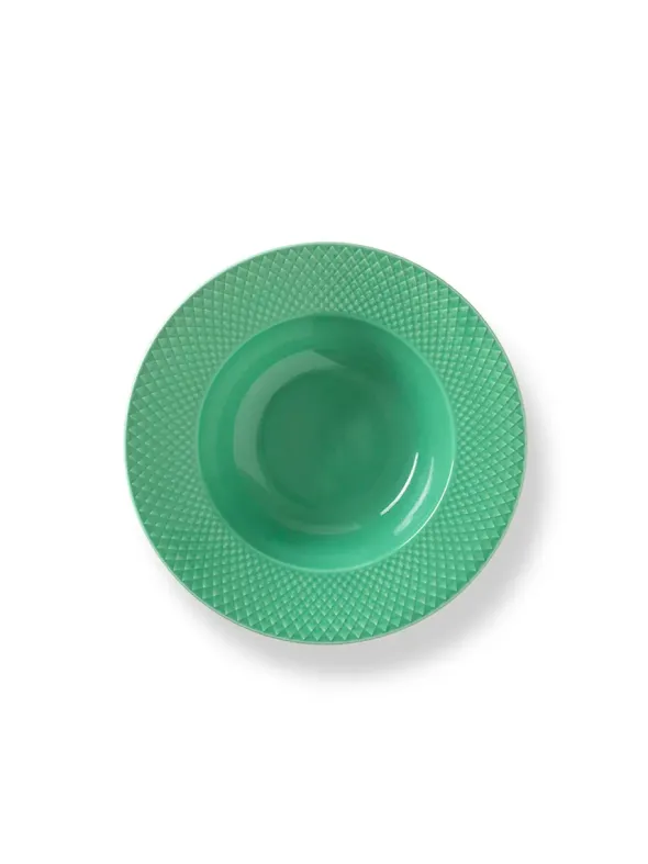 Rhombe dyb tallerken, grøn Ø24,5 cm fra Lyngby Porcelæn