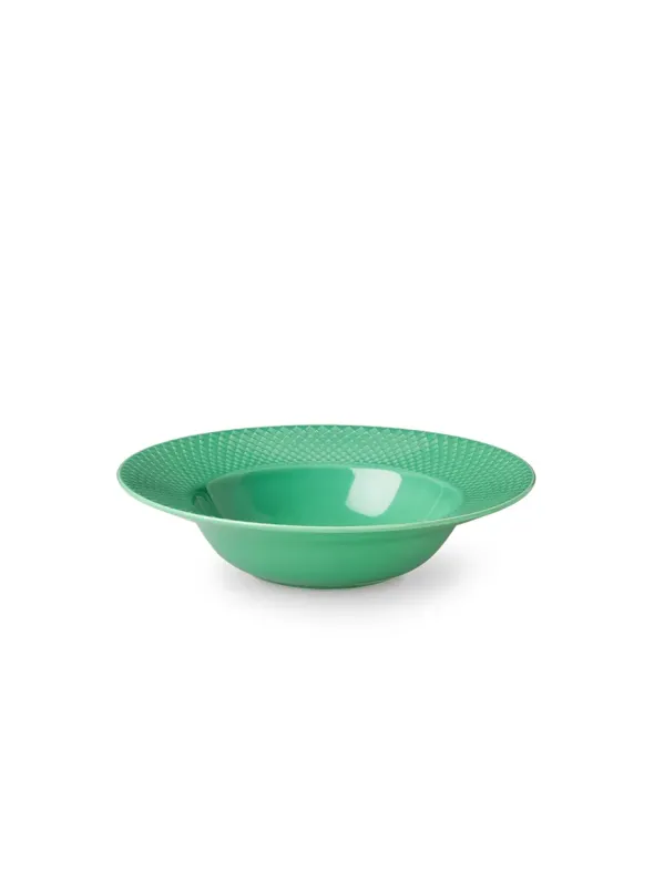 Rhombe dyb tallerken, grøn Ø24,5 cm fra Lyngby Porcelæn