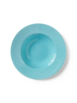 Rhombe dyb tallerken, turkis Ø24,5 cm fra Lyngby Porcelæn