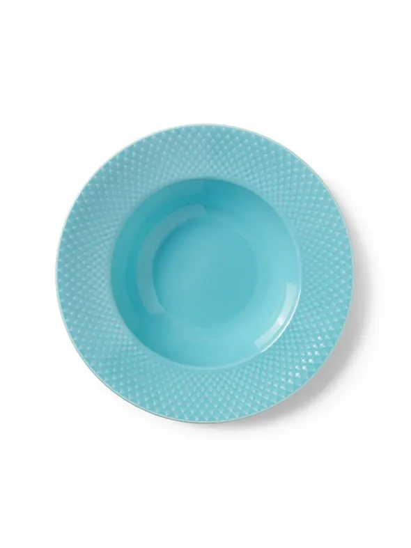 Rhombe dyb tallerken, turkis Ø24,5 cm fra Lyngby Porcelæn