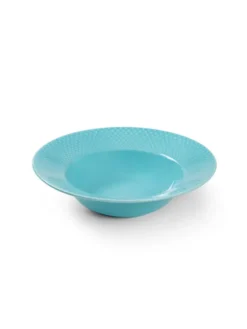 Rhombe dyb tallerken, turkis Ø24,5 cm fra Lyngby Porcelæn