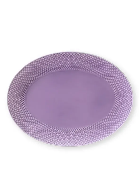 Rhombe ovalt fad, lys lilla fra Lyngby Porcelæn