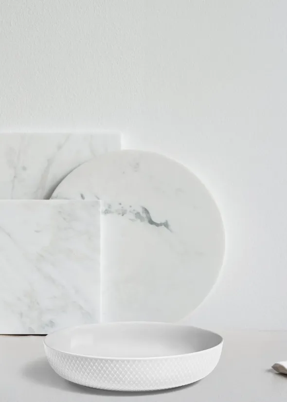 Rhombe serveringsskål, hvid fra Lyngby Porcelæn