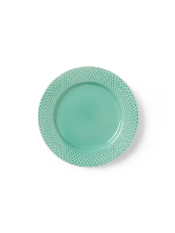 Rhombe tallerken, aqua Ø21 cm fra Lyngby Porcelæn