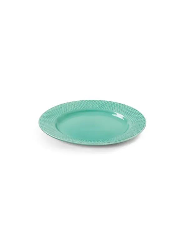 Rhombe tallerken, aqua Ø21 cm fra Lyngby Porcelæn