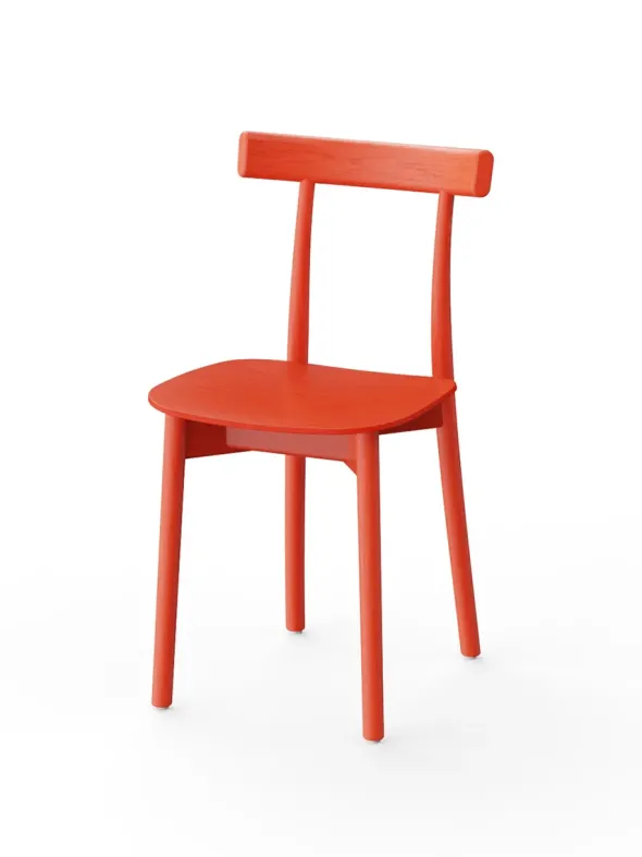 Skinny wooden chair, ash/red fra Nine