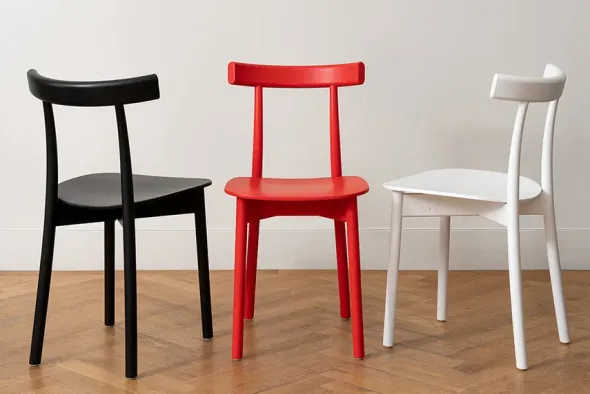 Skinny wooden chair, ash/white fra Nine