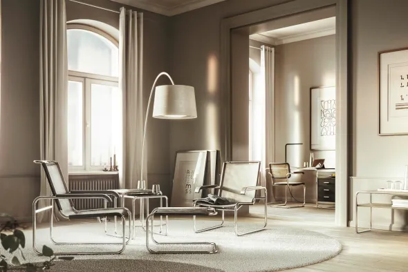 S 35 LV lænestol, brown cowhide fra Thonet