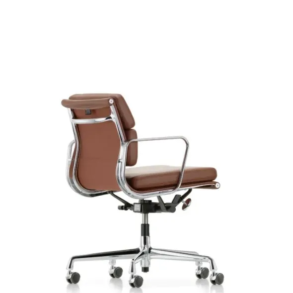 Soft Pad Chair EA 217 Kontorstol, cognac læder/krom stel fra Vitra