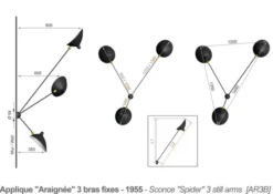 Spider Big Wall Lamp w/3 Fixed Arms af Serge Mouille