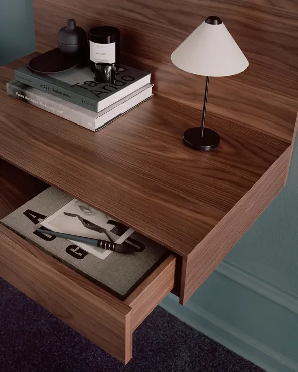 Tana Wall Mounted Desk, black stained oak fra New Works