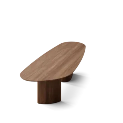 Tangent spisebord, rektangulær lakeret valnød fra DK3