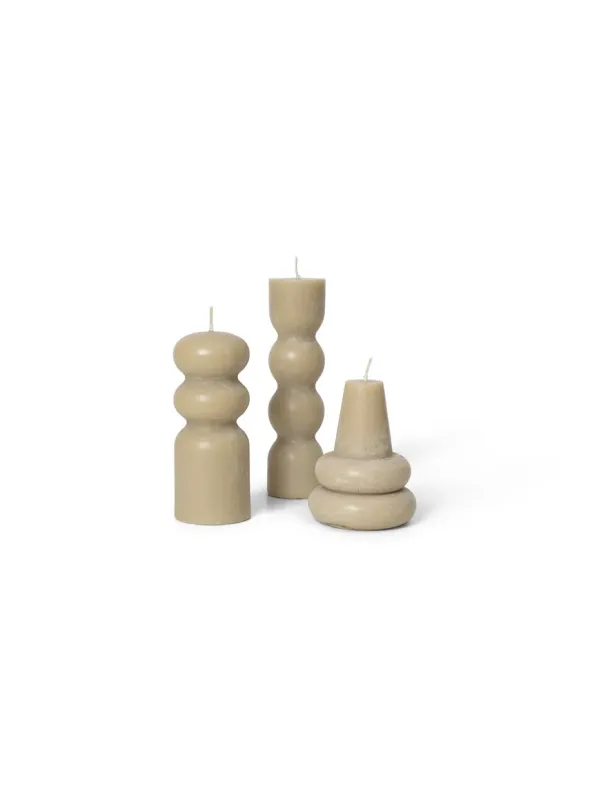 Torno Candles Sand, Set of 3 fra Ferm Living