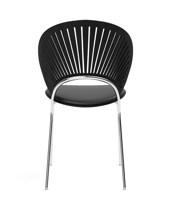 Trinidad stol m. sort læder på sæde fra Fredericia Furniture