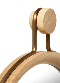 Utility Round Mirror Small Oak natural Aged gold fra Stellar Works