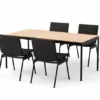 Ville havemøbelsæt i Teak & Warm Black med 1 bord og 4 stole fra &Tradition