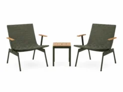 Ville loungesæt i Teak & Bronze Green med 2 stole og 1 skammel fra &Tradition